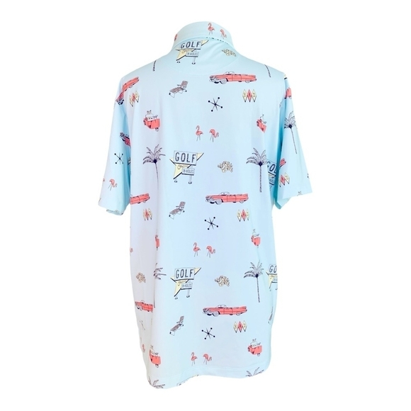 Polo Shirt Men’s Bad Birdie The Drive In Print T-shirt Blue Short Sleeve Tee - Picture 8 of 10